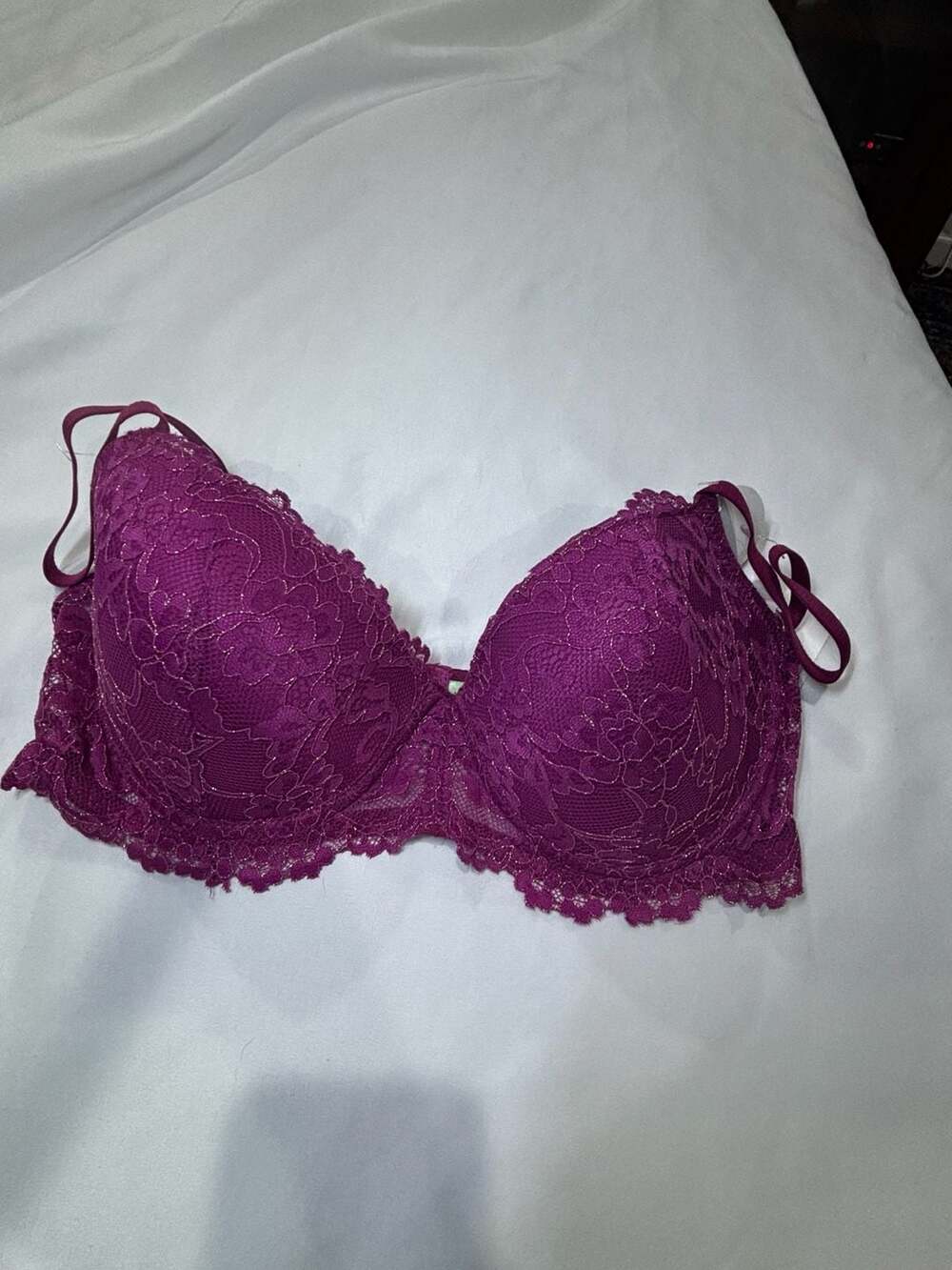 Honeydew Intimates Lucia Metallic Lace Push-Up Bra Cabaret Purple 34C